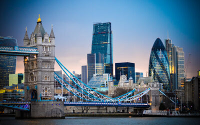 Amazing London skyline with Tower Bridge during sunset